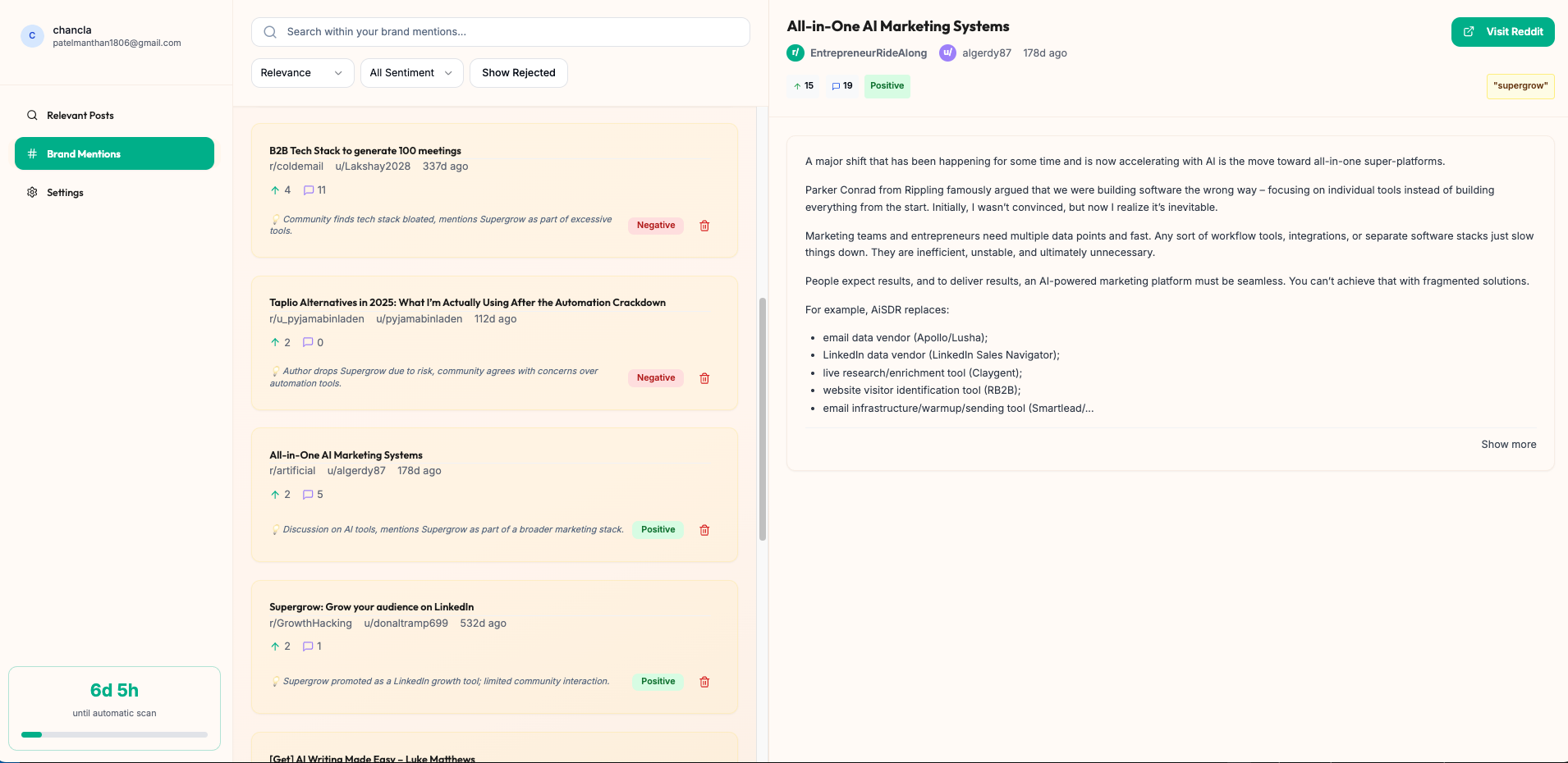 Redlead Dashboard - Reddit Monitoring Interface